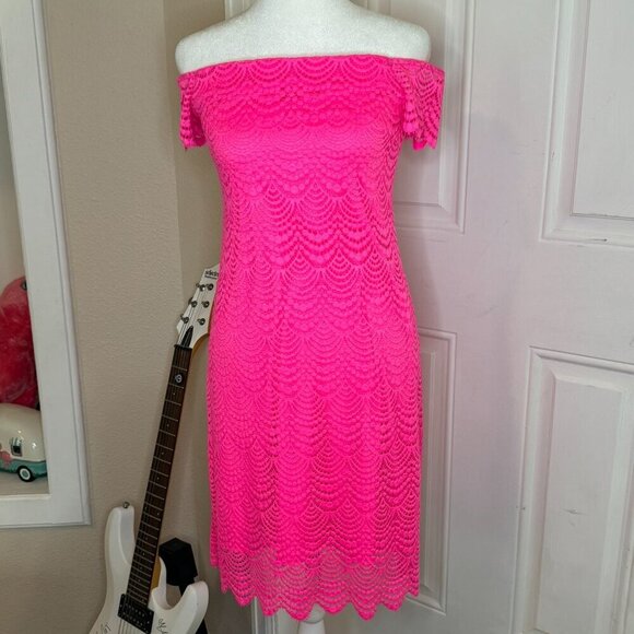 Lilly Pulitzer Pink off the shoulder dress size XS - Picture 1 of 9